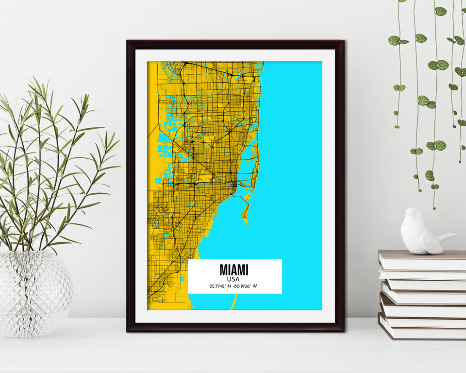 Custom City Map Miami Poster Print