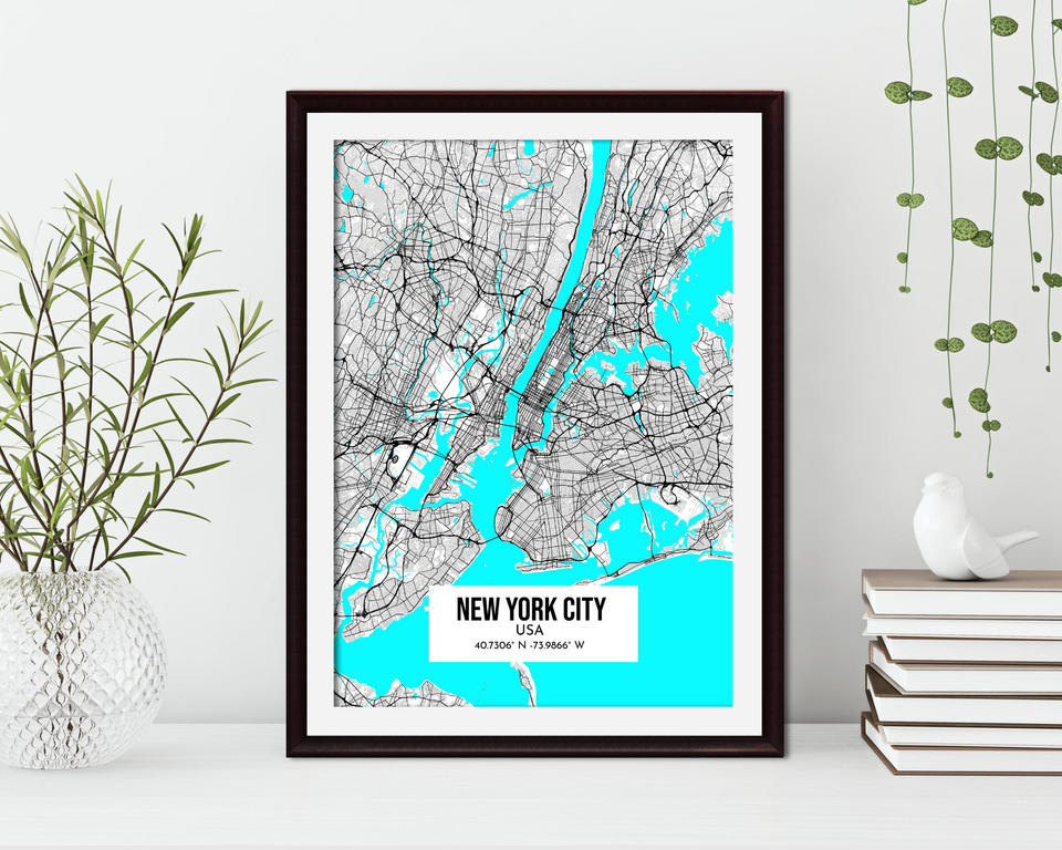 Custom City Map New York City Poster Print