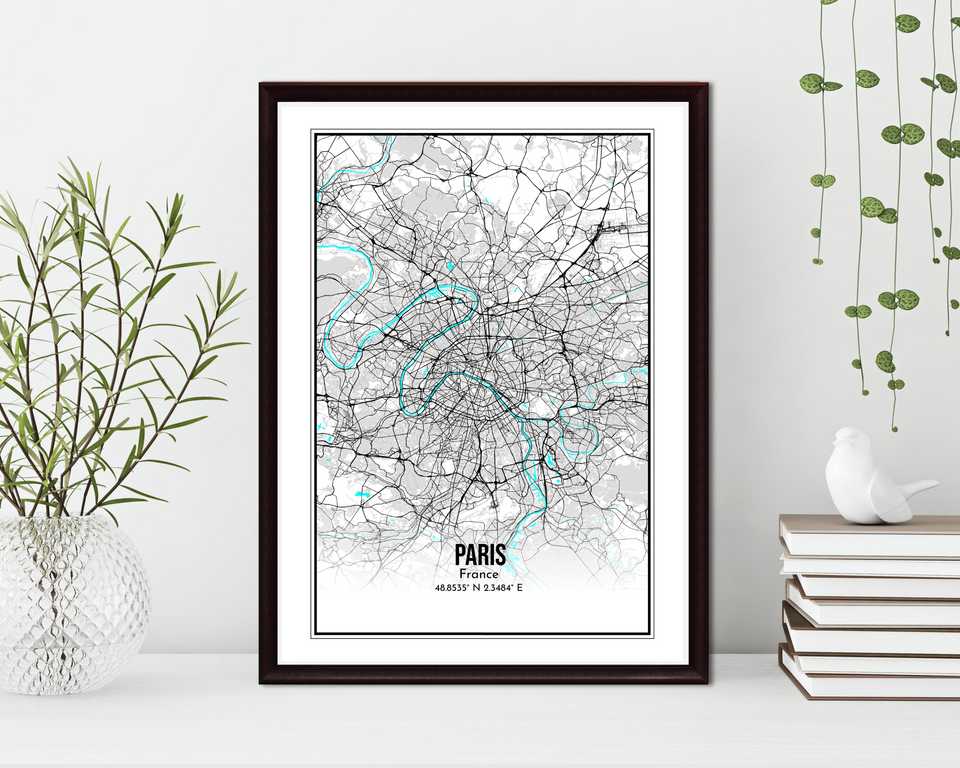 Personalised City Map Paris Poster Print