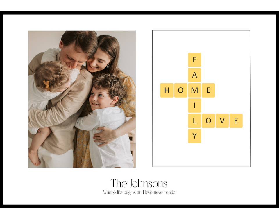 Create your own custom Crossword Scrabble Puzzle Family Poster with photo