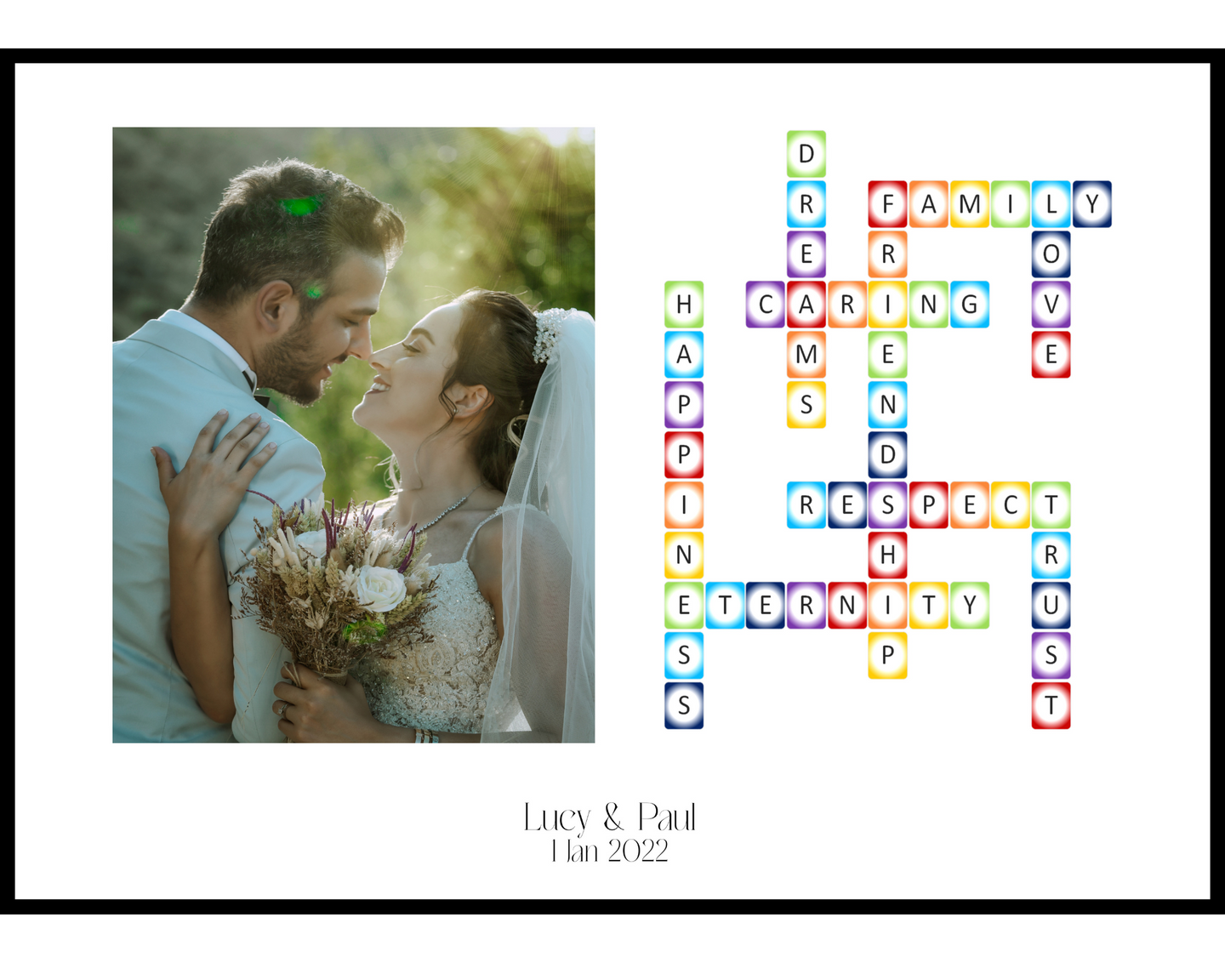 Crossword Wedding Poster with photo