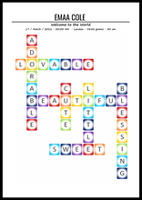 Load image into Gallery viewer, Crossword Birth Poster
