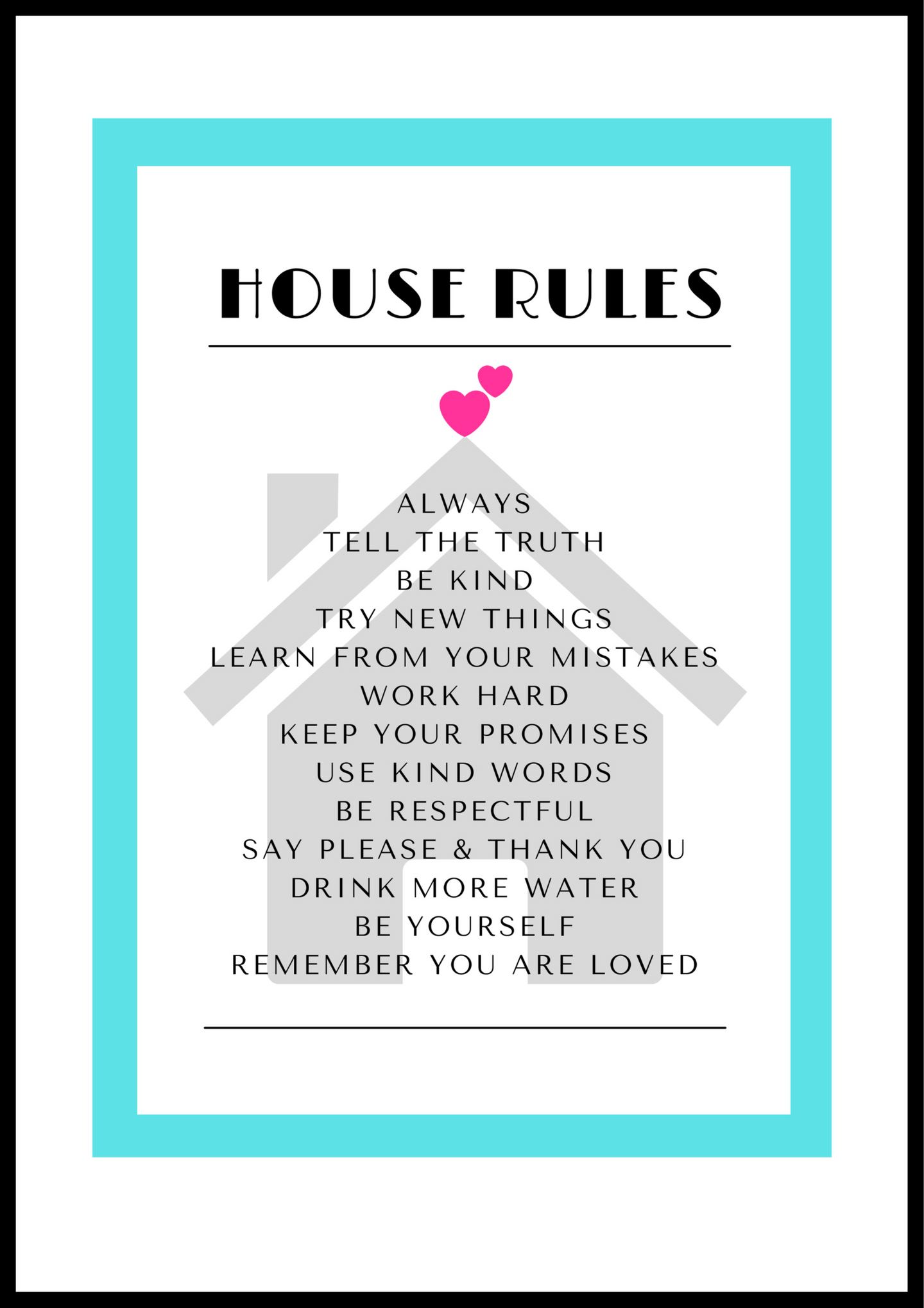House Rules Text Poster
